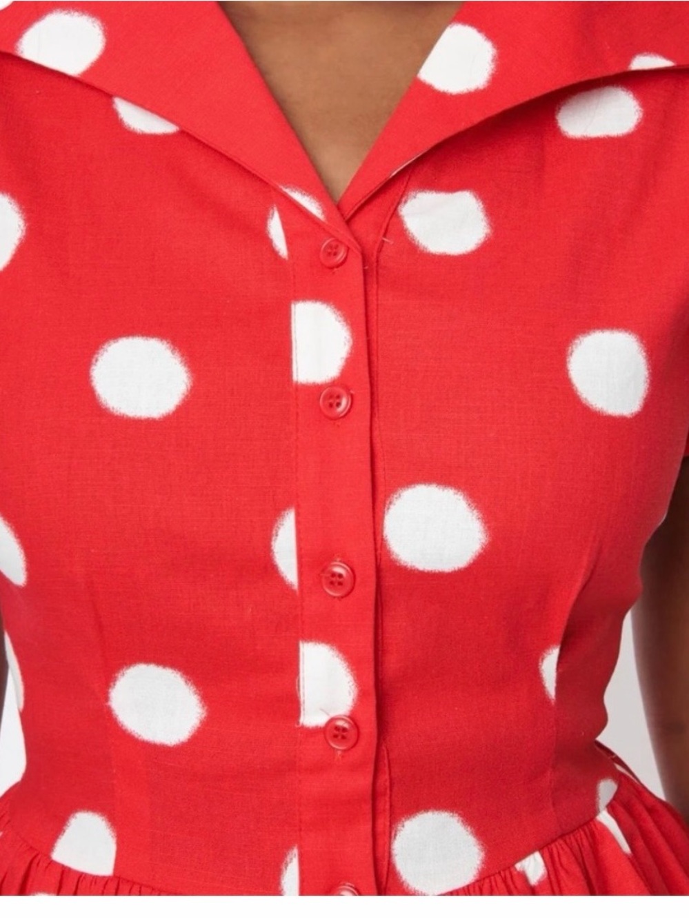 Collectif Red and White Polka Dot Vintage-Style Dress - Picture 3 of 11